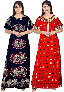 trendy fab Jaipuri Cotton Printed Maternity Front Zipper Full Length Maxi Nighty Gown (Pack of 2)-picture-26