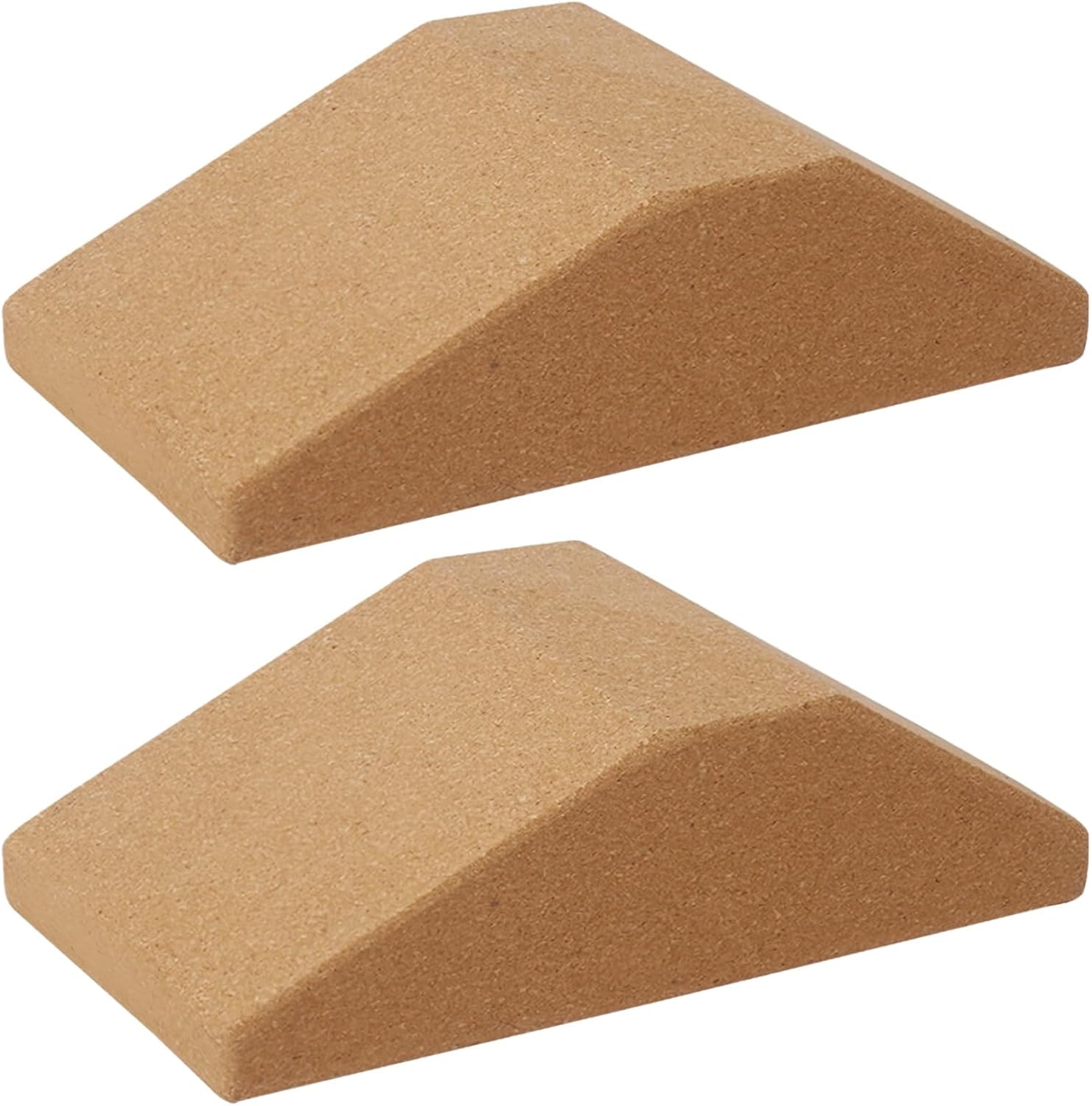 2 Pcs Ergonomic Cork Yoga Blocks, High-Density Wedge Design For Wrist Support, Non-Slip, Ideal For Squats, Myofascial Release & Pilates