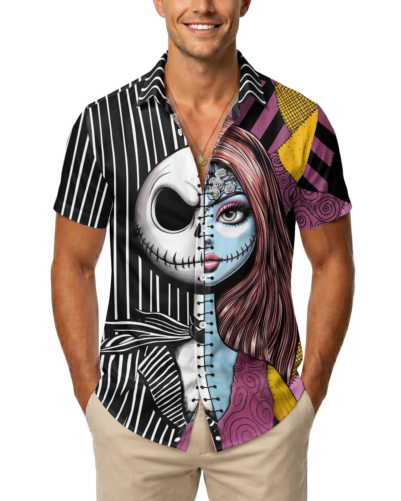 99TIMORO Movie Characters Halloween Shirt for Men Short Sleeve Top