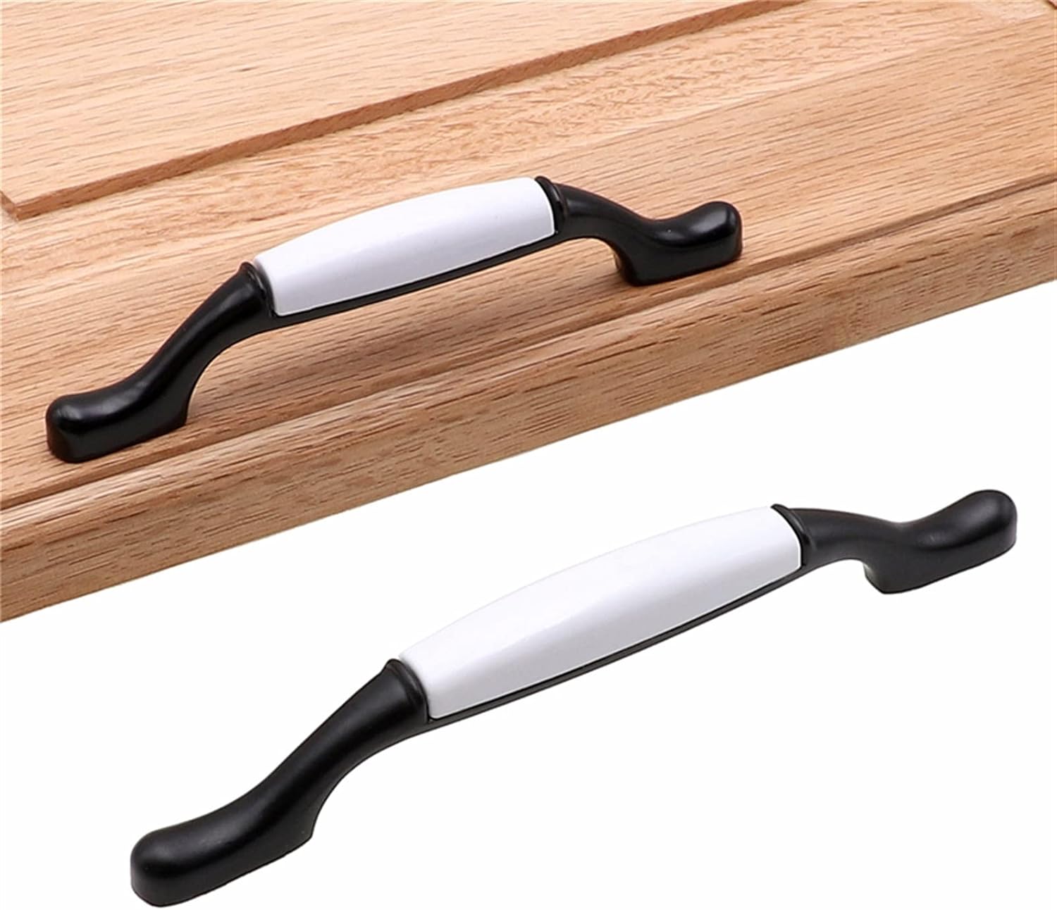 1Pcs Black White Ceramic Kitchen Cabinet Pulls Handles for Furniture Door Handle Accessories Hardware Dresser(1669-13.4)