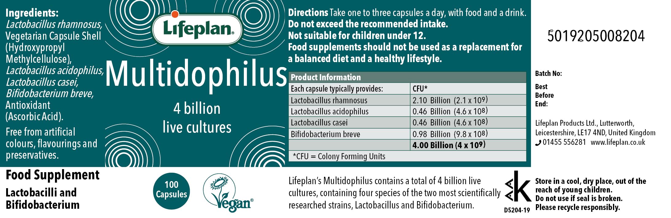 Lifeplan Multidophilus Vegicap 100 Capsules