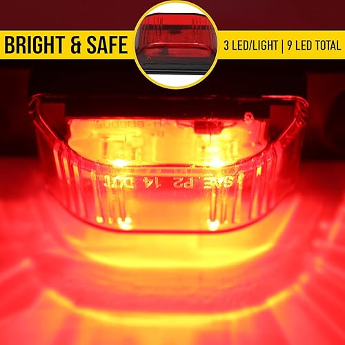 Miniatura 6 de MaxxHaul 70449 Barra de luz LED roja de identificación (impermeable, sellada y base de acero inoxidable, camiónremolque), rojonegro