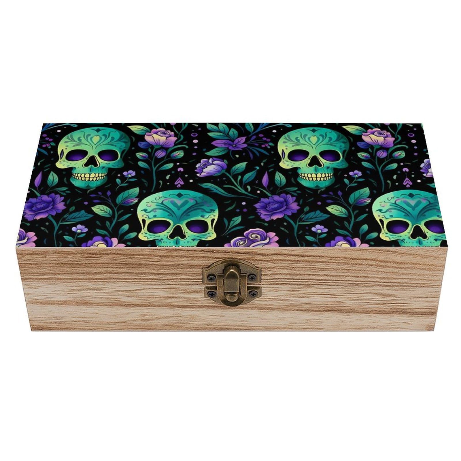 HLBSDM Sugar Skull Day of The Dead Flowers 02 Wooden Storage Box
