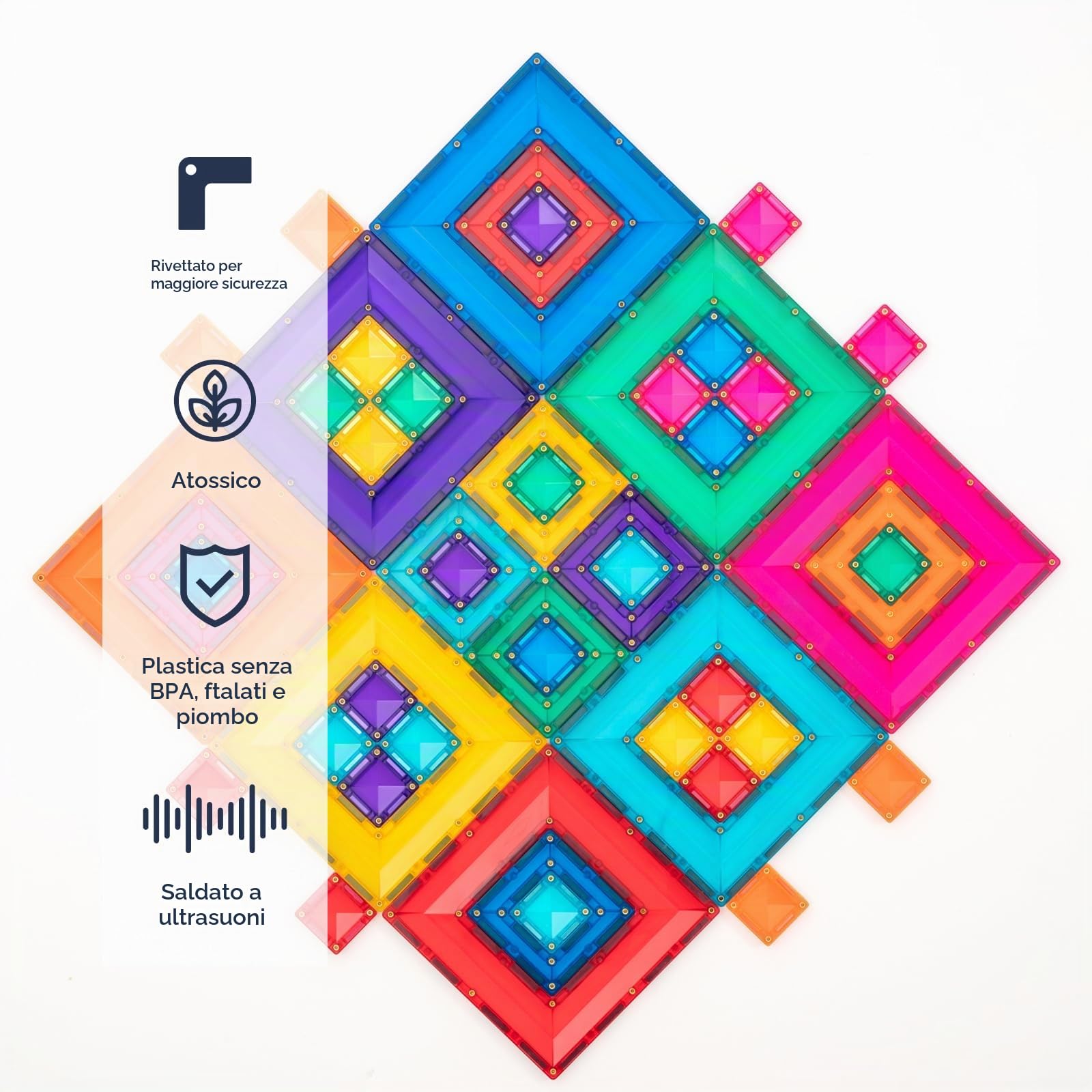 CONNETIX Piastrelle Magnetiche Brillante Pacchetto Portale, 48 Pezzi