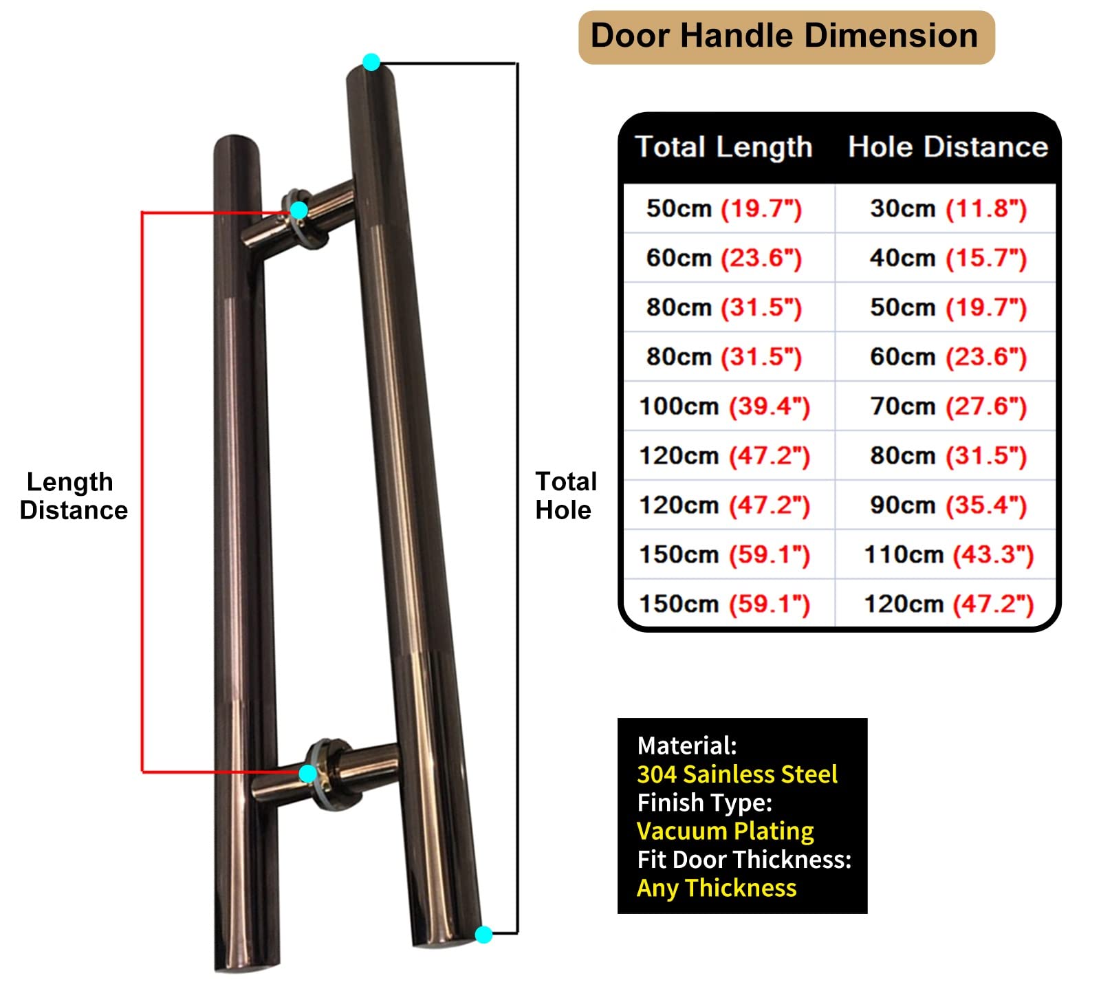 Manija de puerta de granero en forma de H, de acero inoxidable para puertas correderas y sólidas, acabado negro mate