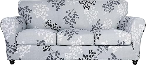 Miniatura 48 de SearchI Funda Elástica para Sofá con Estampado Fundas para Sofá, Patrón Floral Funda para Sillón de 2 Piezas con Funda de Cojín de Silla Separada,