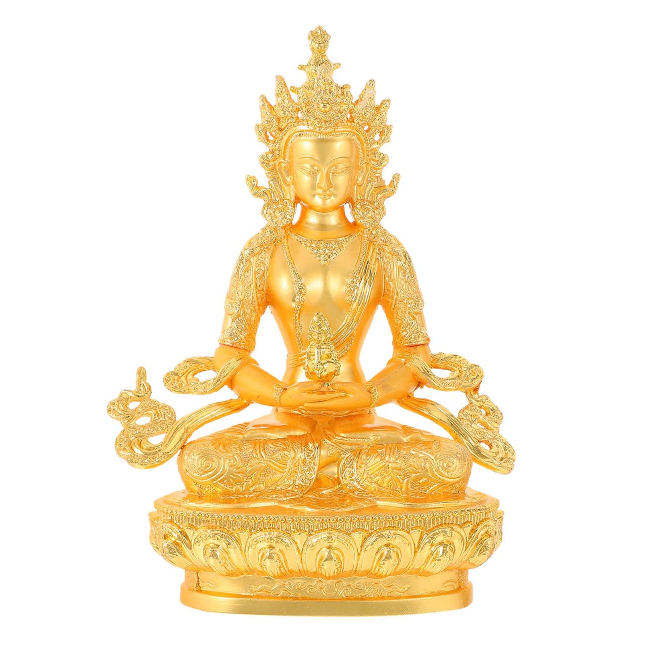 Mikikit Pequeña Estatua de Buda Dorada de Aleación de Zinc y Cobre, Adorno Elegante para Salpicadero de Coche y Decoración del Hogar Que Simboliza Longevidad y Tranquilidad
