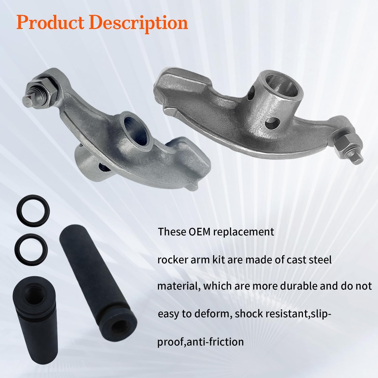 2pcs Rocker Arm and Rocker Arm Shaft Fit for Yamaha Big Bear 350/400, Moto-4 350, Bruin 350, Raptor 350, Warrior 350, Wolverine 350/450, Kodiak 400/450, Grizzly 350/450, Rhino 450