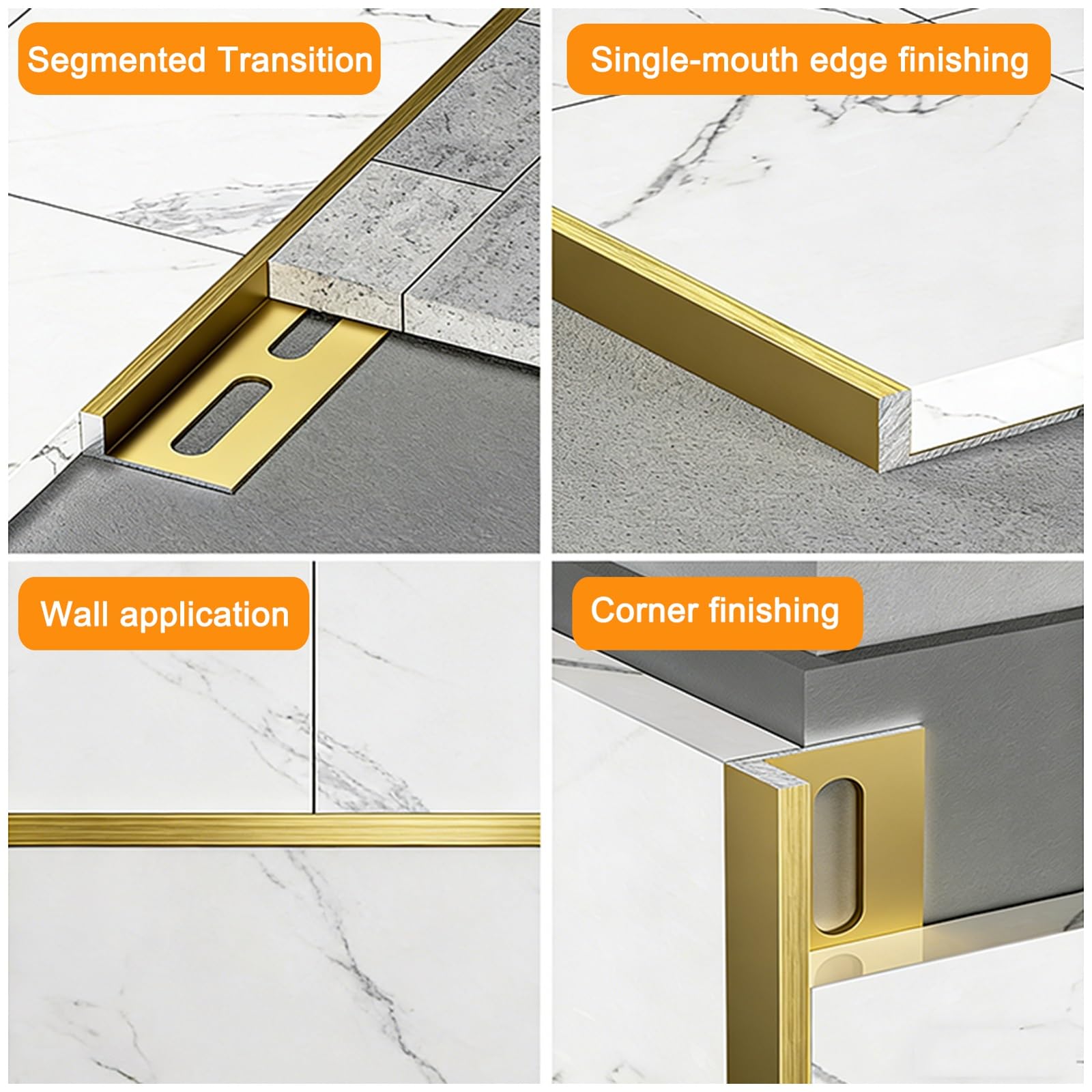 Striscia Divisoria Da 3 Pezzi × 100 Cm, Bordo Porta A Forma Di L In Lega Di Alluminio, Striscia Di Transizione Ad Angolo Retto Per La Protezione Dei Bordi(Brass,18.0mm)