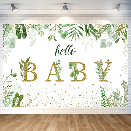 Cartel de fondo de decoración de fiesta de revelación de género de Hello Baby para baby shower, 70.8 x 47.2 pulgadas