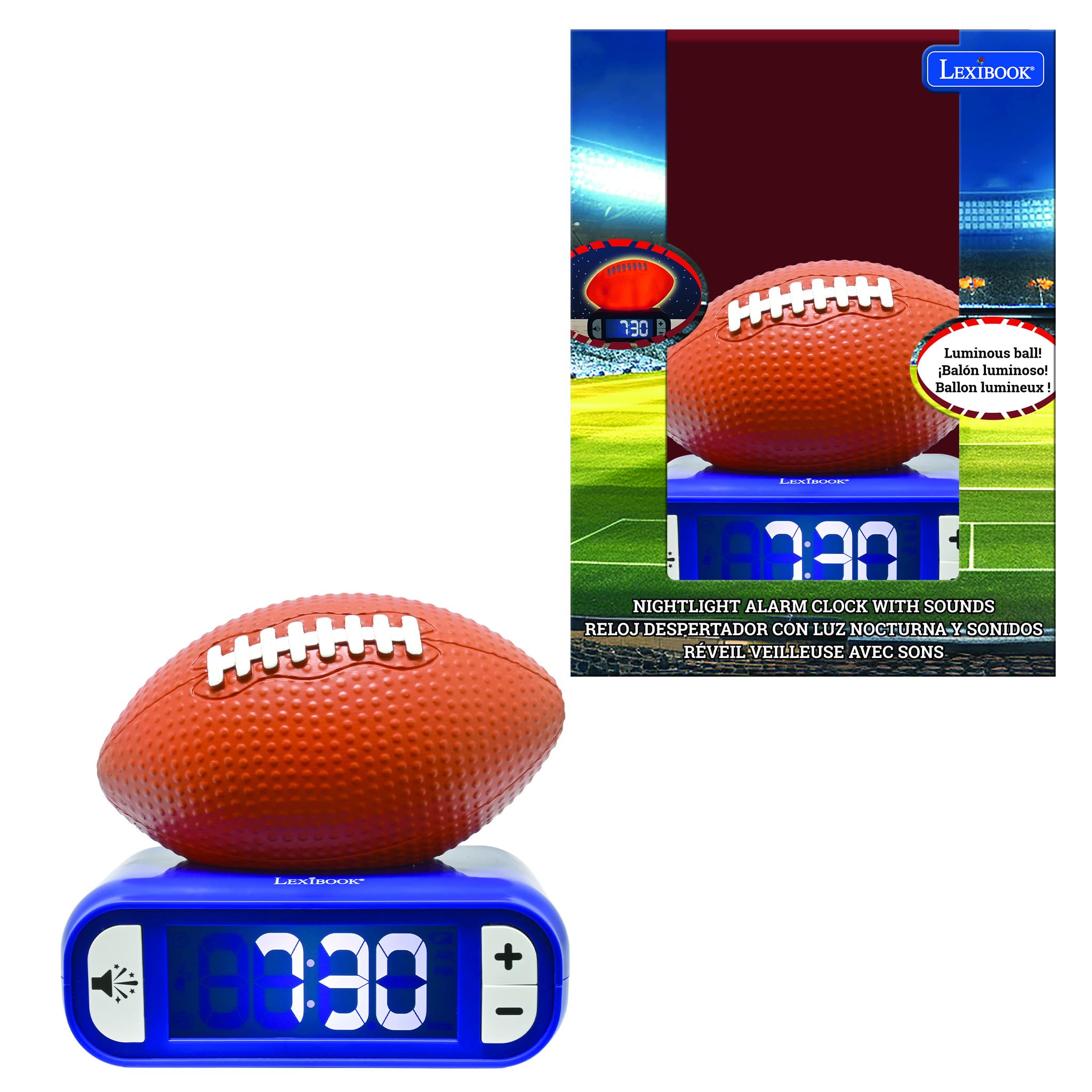 LEXiBOOK RL800SO Soccer Ball Night Light Alarm Clock with illuminated soccer ball