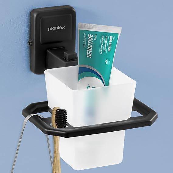 Plantex 304 Garde Stainless Steel Tooth Brush Holder/Tumbler Holder/Bathroom Accessories - Darcy (Black)