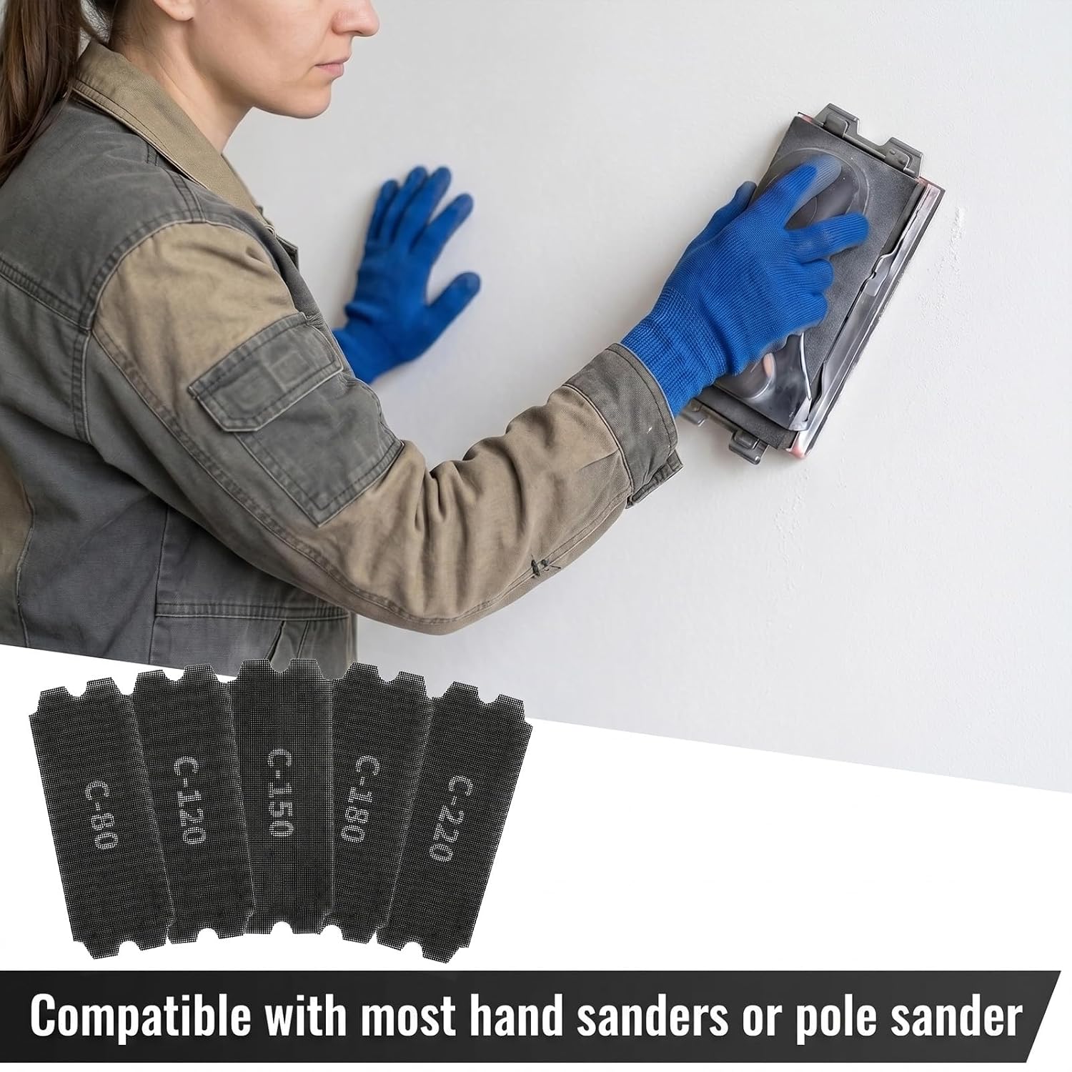 25 Pack Sand Screen Sanding Mesh Sheets, Drywall Sanding Screens Assortment 80 120 150 180 220 Grit, 4-3/16" x 11-1/4"Dual-Sided Open Mesh Sandpaper for Wood, Drywall, and Metal