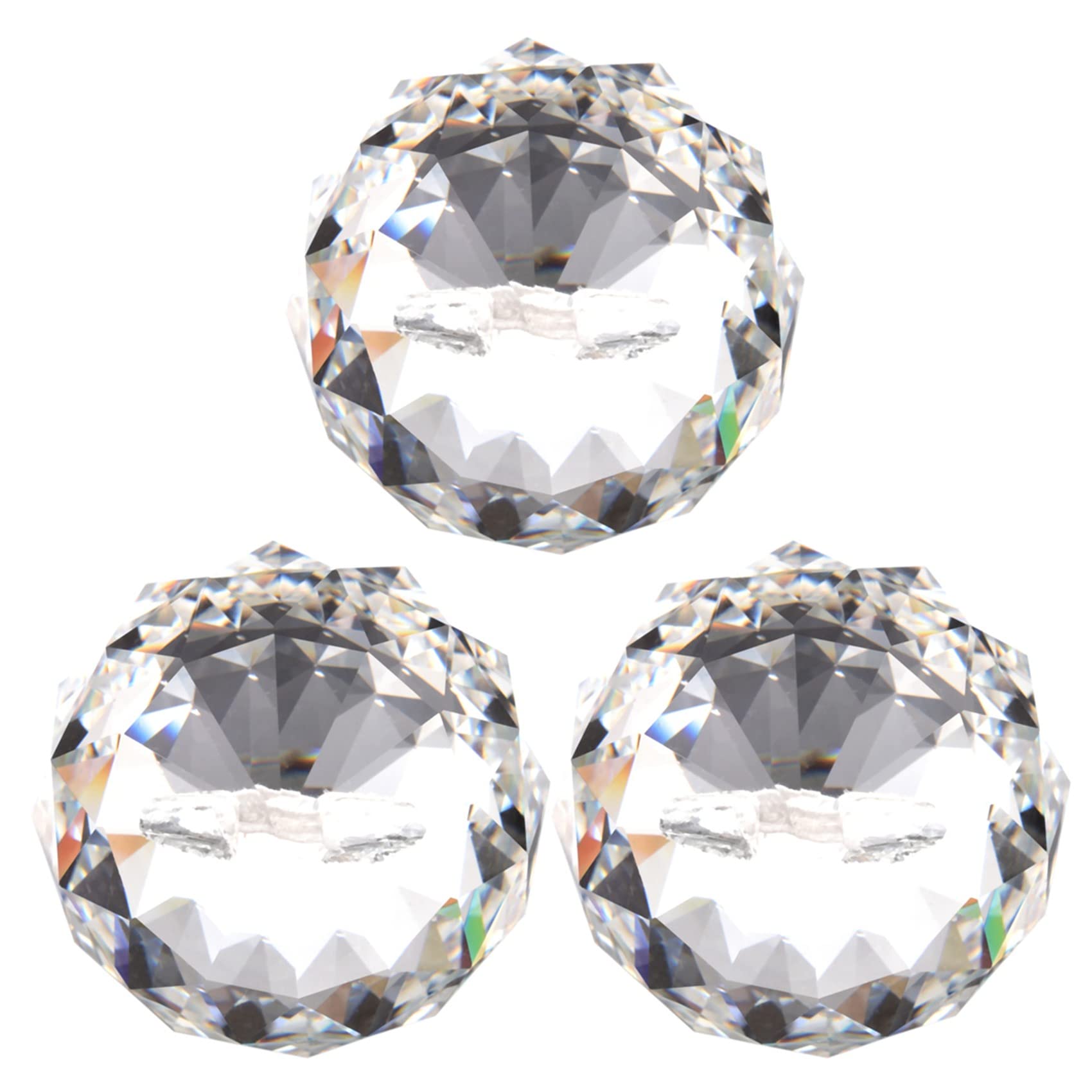Hndhbfgrt 3X 40MM Feng Shui Faceted Decorating Crystal Pendant Ball(Clear)