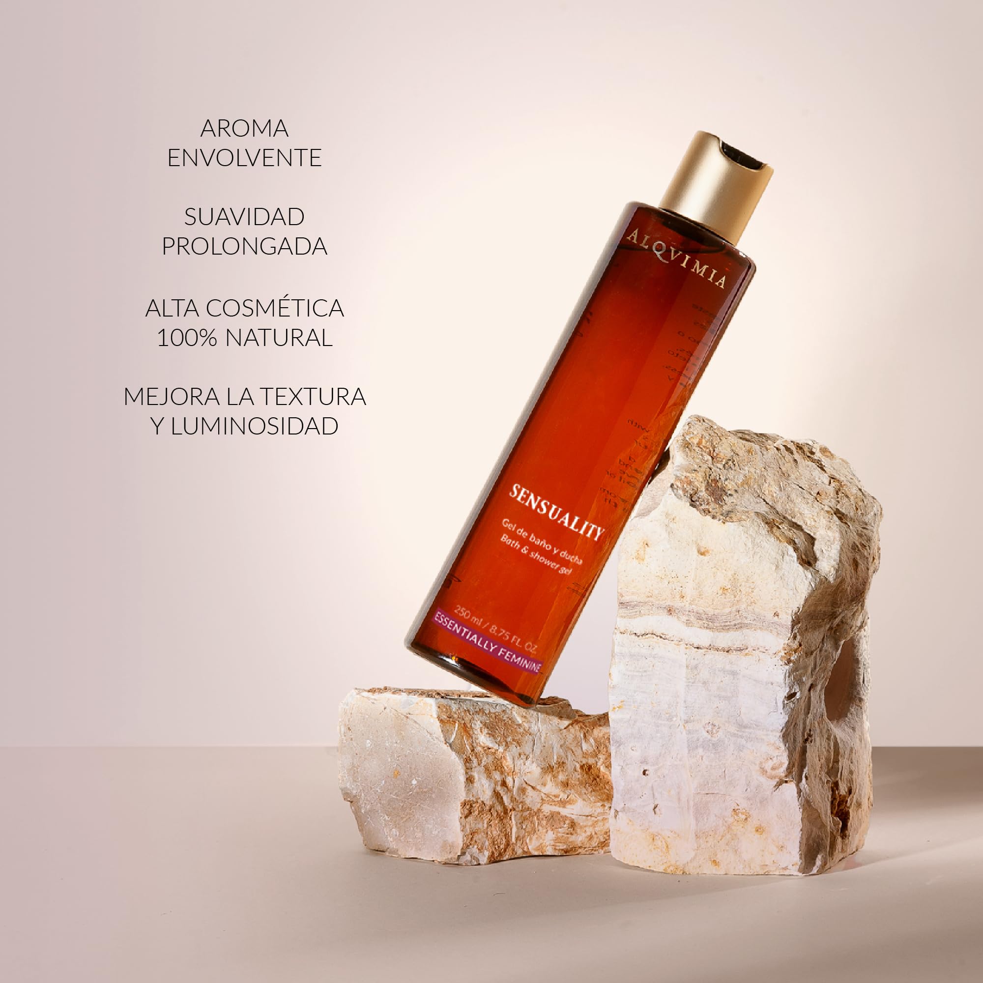 ALQVIMIA Sensuality - Gel doccia da 250 ml, antiossidante e tonificante con oli essenziali, gel doccia con estratto di iris per pelle radiante e jojoba per ridurre le dimensioni dei pori