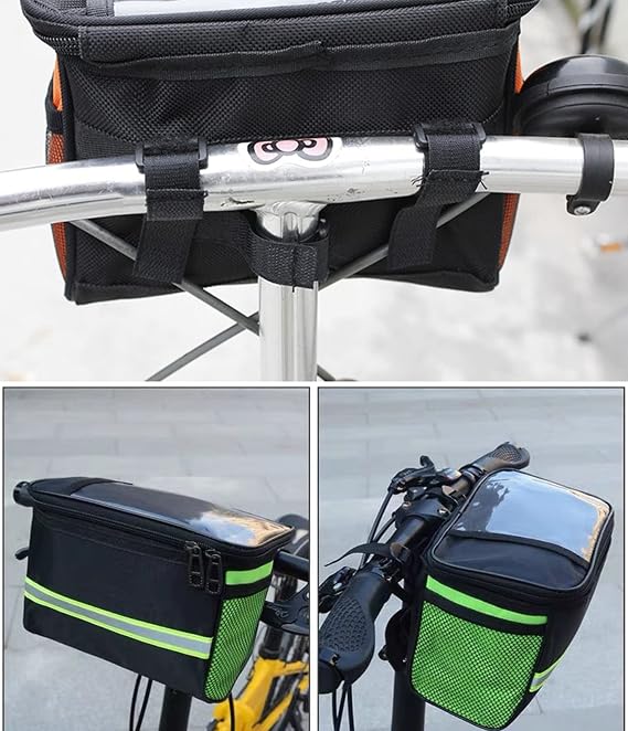 Kids Bike Handlebar Bag Front Bike Basket with Clear Phone Pouch for Girls Boys Gifts Men Women MTB Road Bike