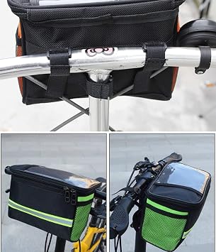 Kids Bike Handlebar Bag Front Bike Basket with Clear Phone Pouch for Girls Boys Gifts Men Women MTB Road Bike