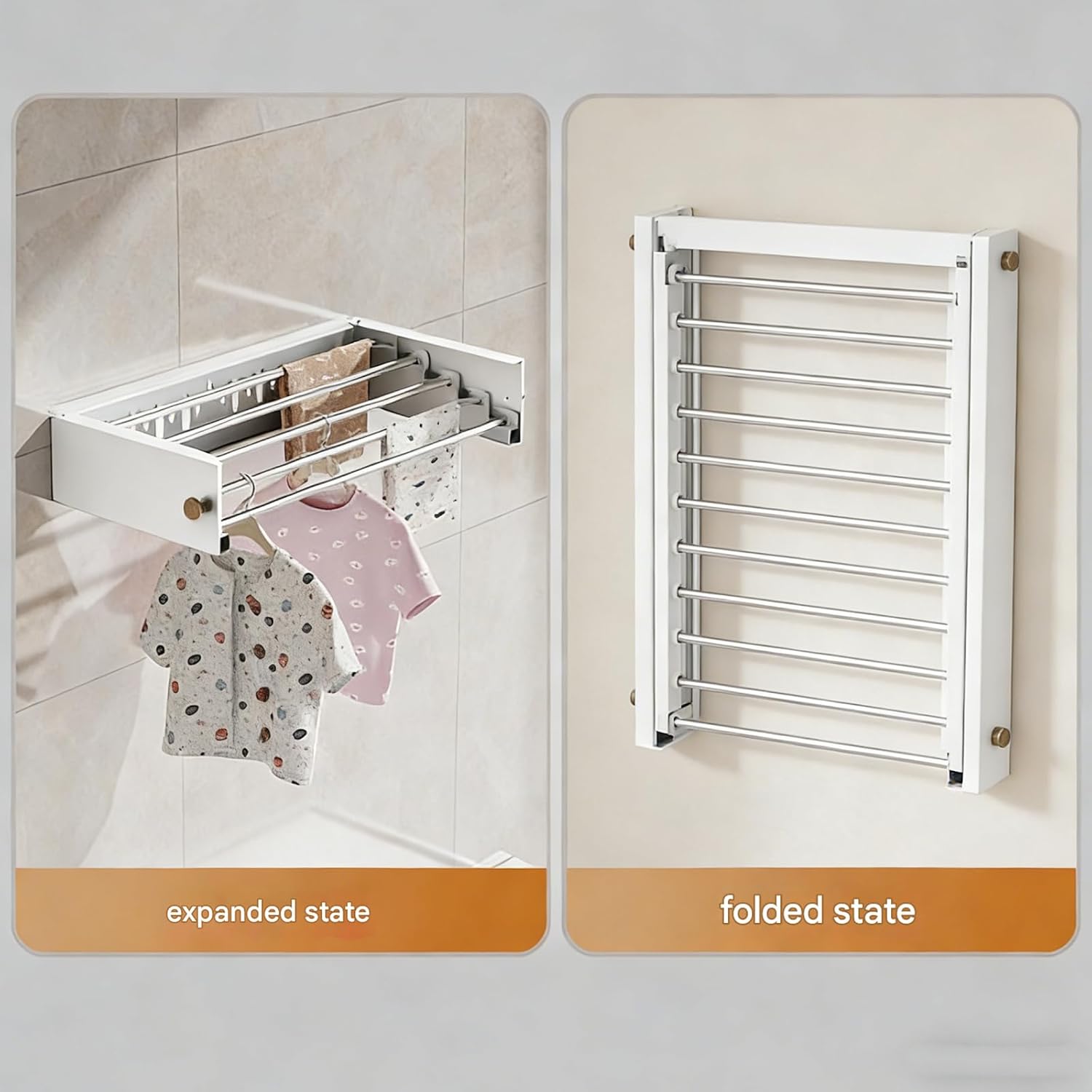 Discreet Folding Laundry Drying Rack Built from Sturdy Stainless Steel Ideal for Compact Living Spaces Simple Clothes Hanger