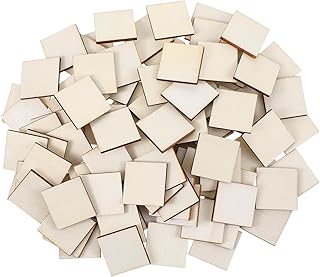 100PCS Blank Wooden Squares for Crafts, Unfinished Wood Pieces for DIY Crafts, Painting, Writing, Engraving, Letter DIY Decorations (1x1 Inch)