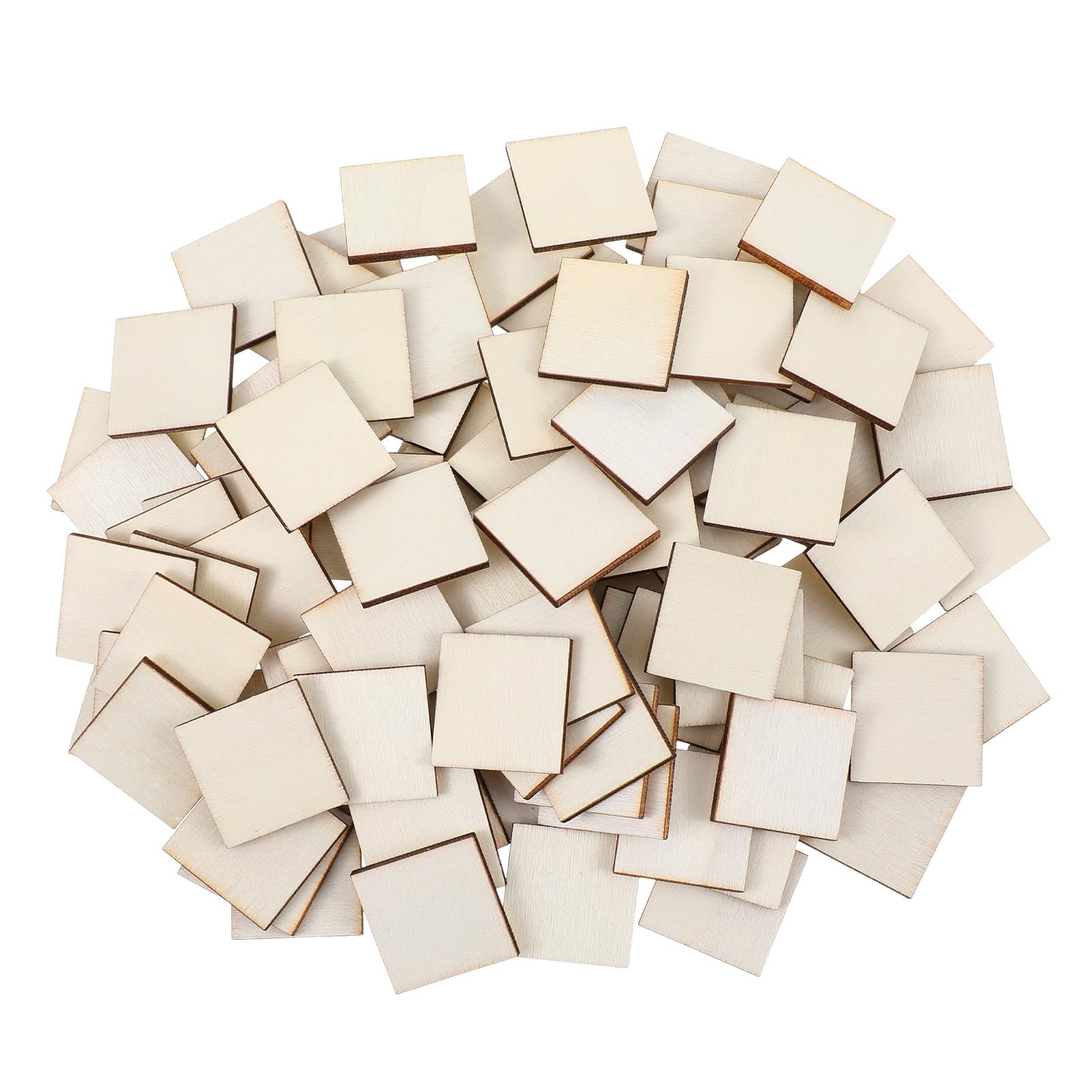 Around 100PCS Unfinished Wood Pieces for Crafts, Blank Wooden Squares for DIY Crafts, Painting, Writing, Engraving, Letter DIY Decorations (1x1 Inch)