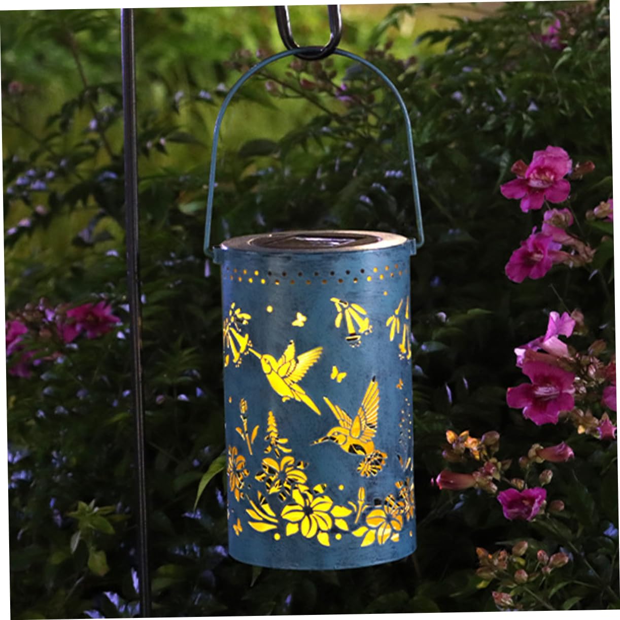 Lanterna Solare da Giardino in Ferro Design Decorativo Traforato