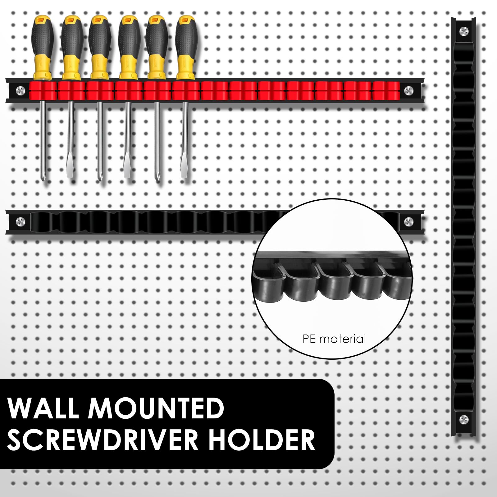 Screwdriver Organizer Holder, Wall Mounted Screwdriver Holder with Clips Enduring Screwdriver Rack Space Saving Wall Screwdriver Stand for Screwdriver Wrench Pliers (4 Pcs)