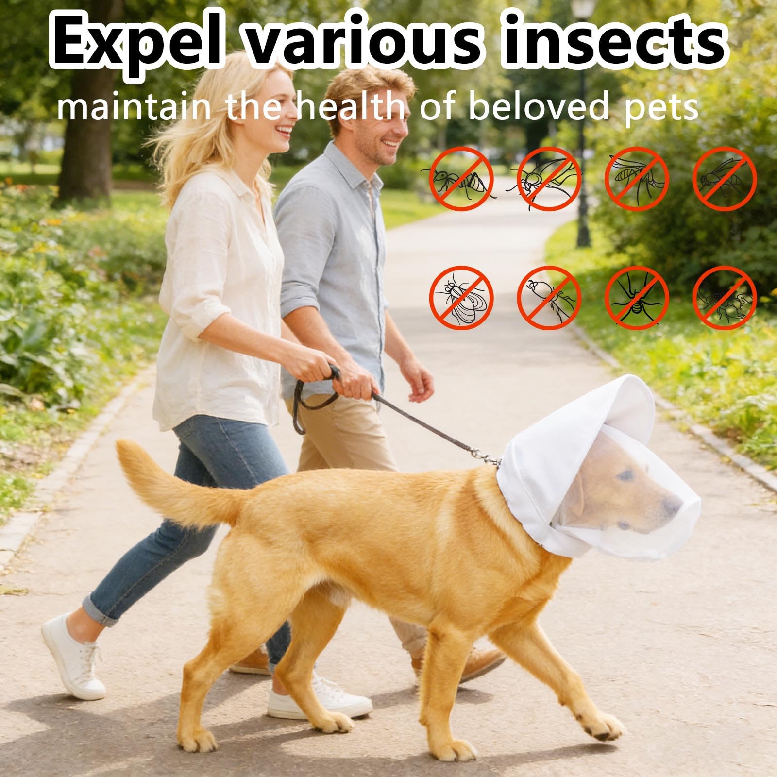 Réseau pour la tête de chien, respirant, réglable, protection de la tête en tissu maillé pour les chiens en plein air – pour les races petites et moyennes, les chiots, les voyages, les activités de
