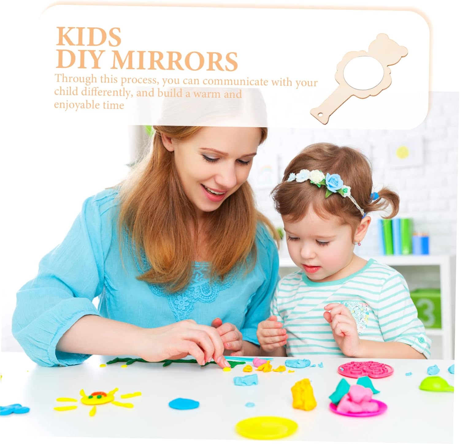 Gatuida 10pcs DIY Wooden Boys and Girls Mirror Adorable Boys and Toy Washable Dot Paints