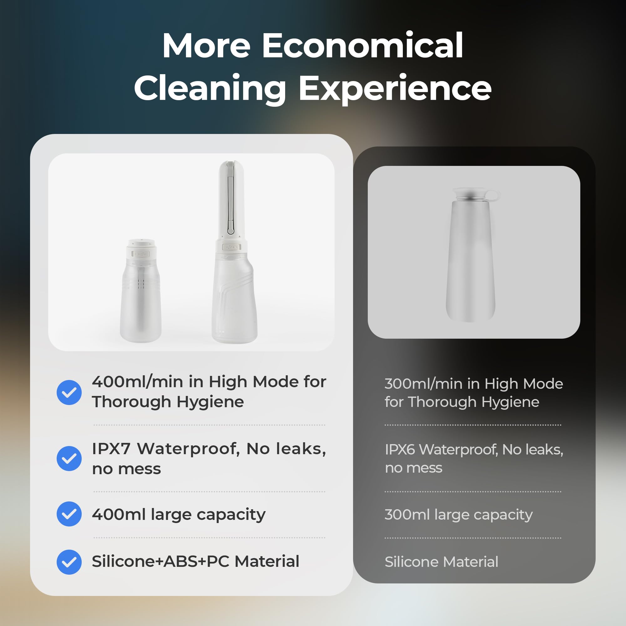 Bidé portátil de 400 ml, bidé eléctrico de viaje, impermeable, con 3 opciones de alta presión, pulverizador de bidé, tratamiento de perineos y hemorroides, limpieza de higiene personal