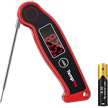 TempPro TP19 Waterproof Digital Meat Thermometer for Grilling with Ambidextrous Backlit &amp; Thermocouple Instant Read Kitchen Cooking Food Thermometer for Candy Oil BBQ Smoker (Previously ThermoPro)