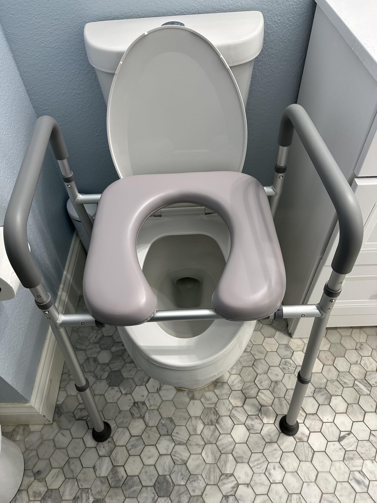 HOMLAND Raised Toilet Seat with handles on white toilet