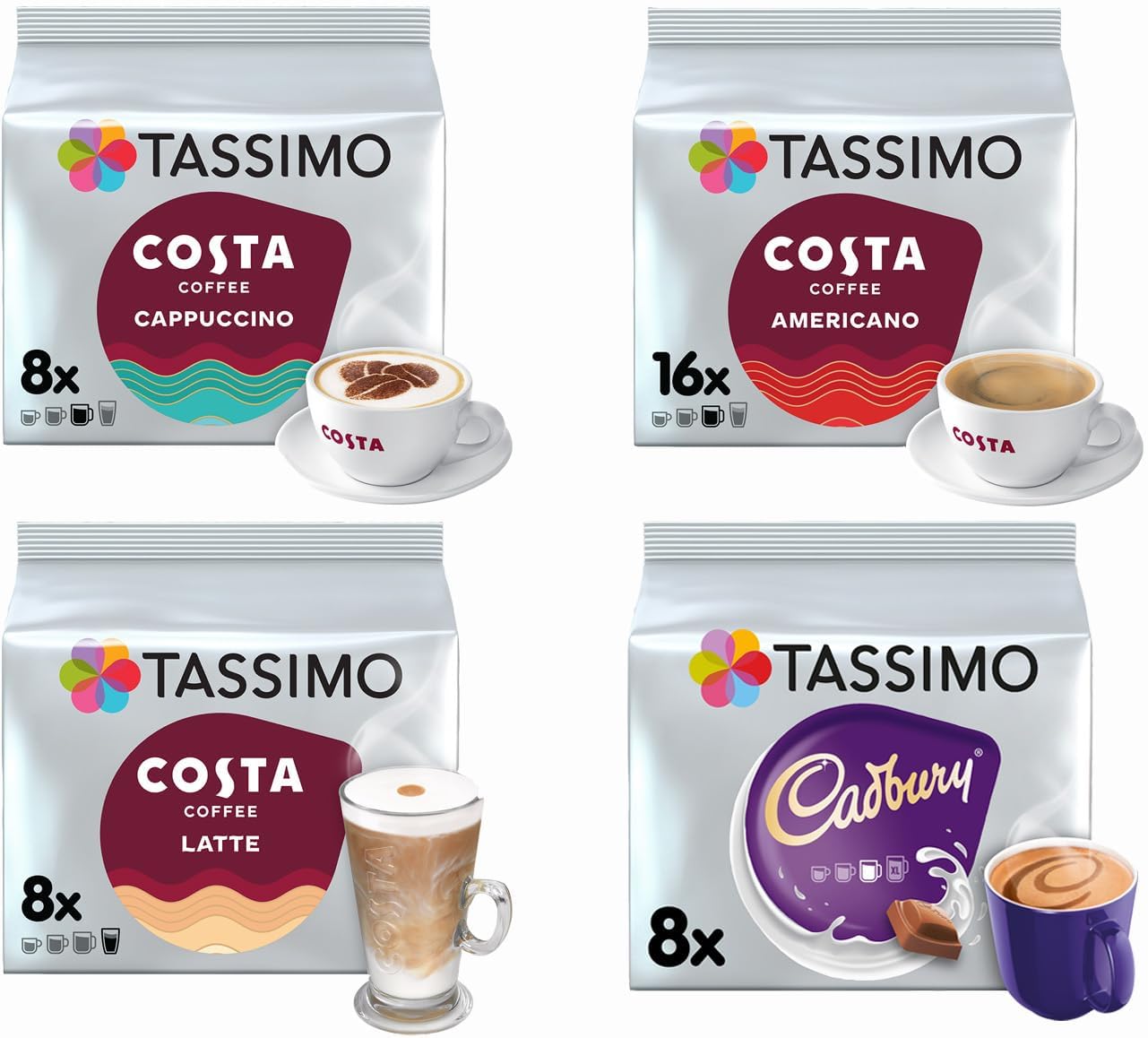 COSTA Cappuccino/Latte/Americano/Cadbury (4 Packs Set = 40 Drinks)