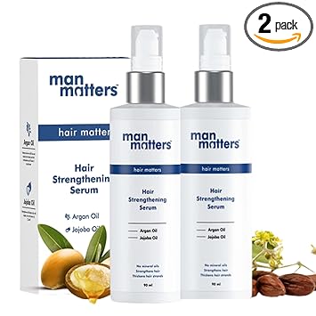 Man Matters Hair Serum for Men | For Silkier, Shinier, Smoother Frizz Free Hair | Instant Shine & Smoothness | With Jojoba and Argan oil | Non Sticky Hair Serum | Combo | 180 mL