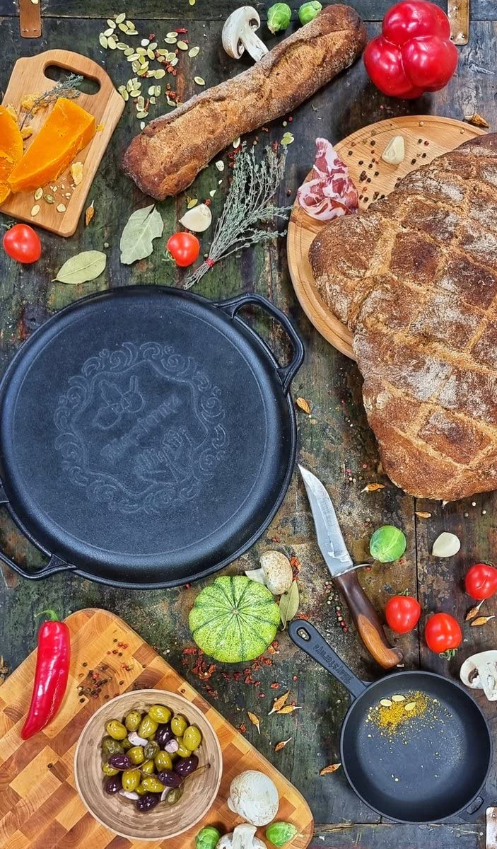 Dutch Oven in Ghisa 12 Litri – Pentola per BBQ, Camping e Fuoco – Pentola in Ghisa con Coperchio – Senza PFAS – Nera