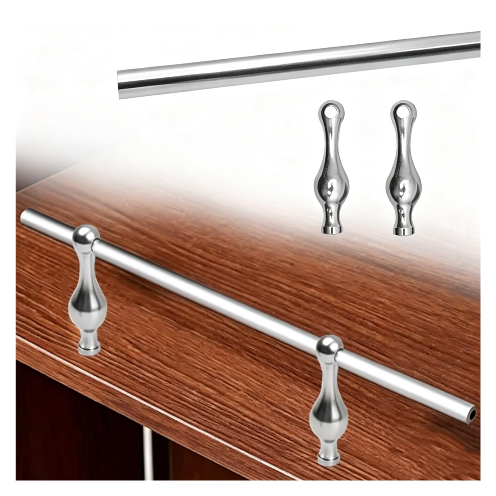 Hphdfs Style F Tipping Rail Bar Silver 95 85 75 70 65 60 55 50Cm, Metal Shelf Guard Railing Decor For Hanging Shelving, Shoe Racks, Detachable Cabinet Fence With End Caps & Screws(,8In/20Cm)