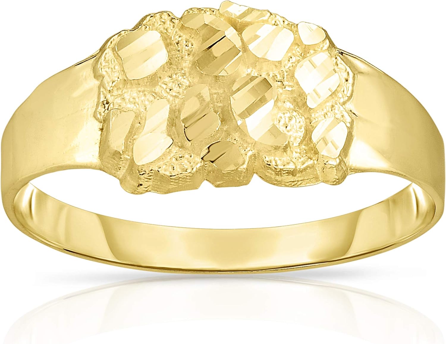 Floreo 10k Yellow Gold 9.3mm Round Nugget Ring, Sizes 6-13