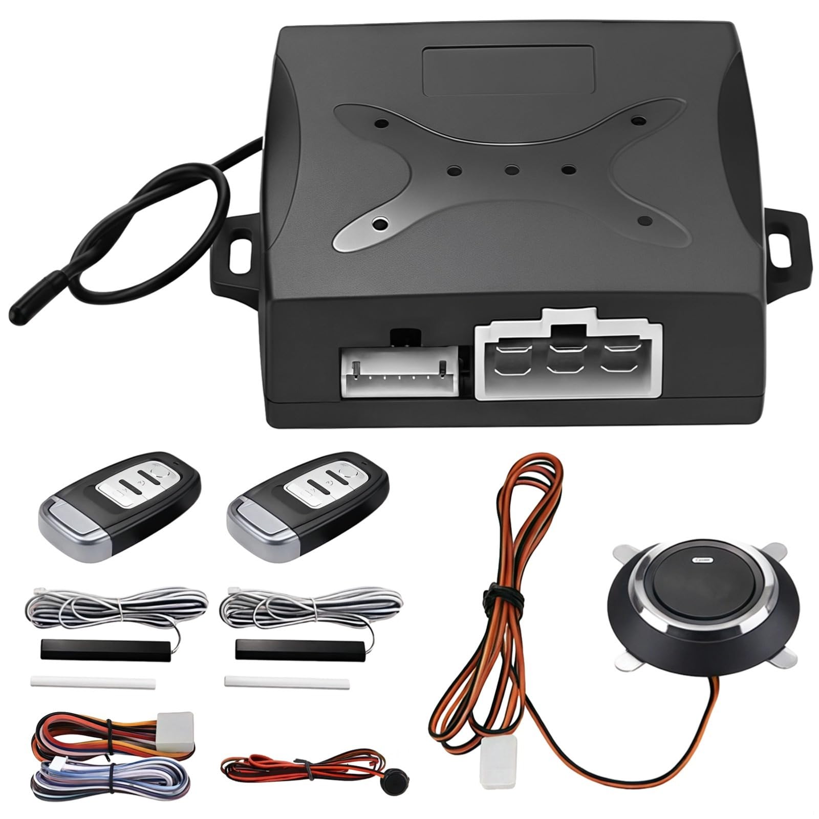 Sistema de alarma de arranque sin llave para coche con control remoto, ajuste universal para vehículos de 12 V, kit de encendido de plástico, seguridad de arranque, fácil de instalar, 6.9 x 5.7 x 2.8
