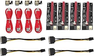 Mifrsnu 4Pcs VER009 USB 3.0 PCI-E Riser VER 009S 1X 4X 8X16X Extender Riser Adapter Card SATA 15Pin to 6 Pin Power Cable