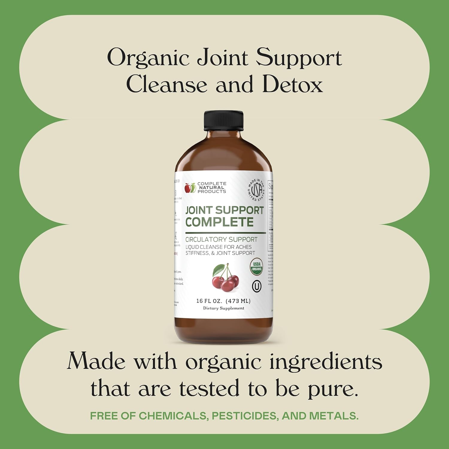 Complete Natural Products Joint Support Complete – 16 Fl Oz Organic Liquid Joint Supplement with Glucosamine Chondroitin MSM – Natural Uric Acid Cleanse & Herbal Joint Health Support for Mobility
