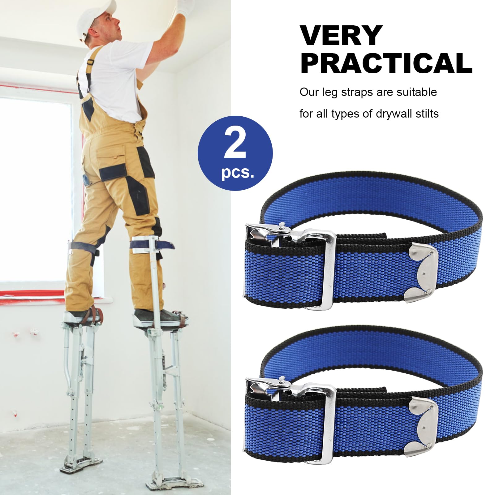 2 correas de banda de pierna, correas de repuesto para zancos de yeso, kit de correa de fijación de pierna ajustable de nailon, para actuaciones en la calle, mejoras del hogar, pintura de pared alta,