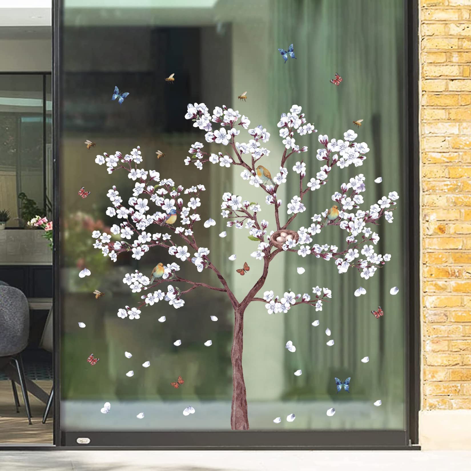 Adesivi Murali Fiori Rosa Con Uccelli E Farfalle - Decorazione Per Camera Ragazza - Foto 9