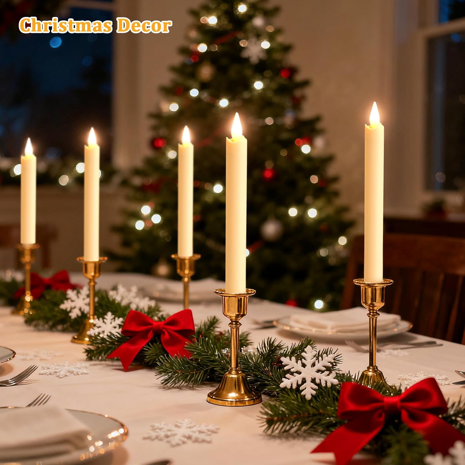 IMAGE Rechargeable Flameless Taper Candles with Charging Station, LED Flickering Candlesticks with Remote & Timer, 9.2 Inch Perfect for Home/Wedding/Halloween/Christmas Decor,6PCS