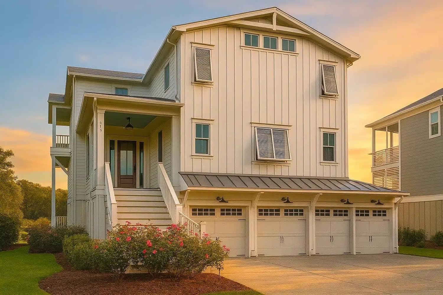 15-1665 HOUSE PLAN - Modern Beach House Blueprint with 3 Floors & Coastal Designs