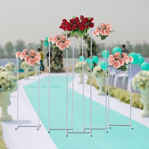 Miniatura 6 de Kit de arco de globo blanco rectangular (6.7 pies), soporte de arco geométrico para arco de boda, soporte de telón de fondo de metal para decoración