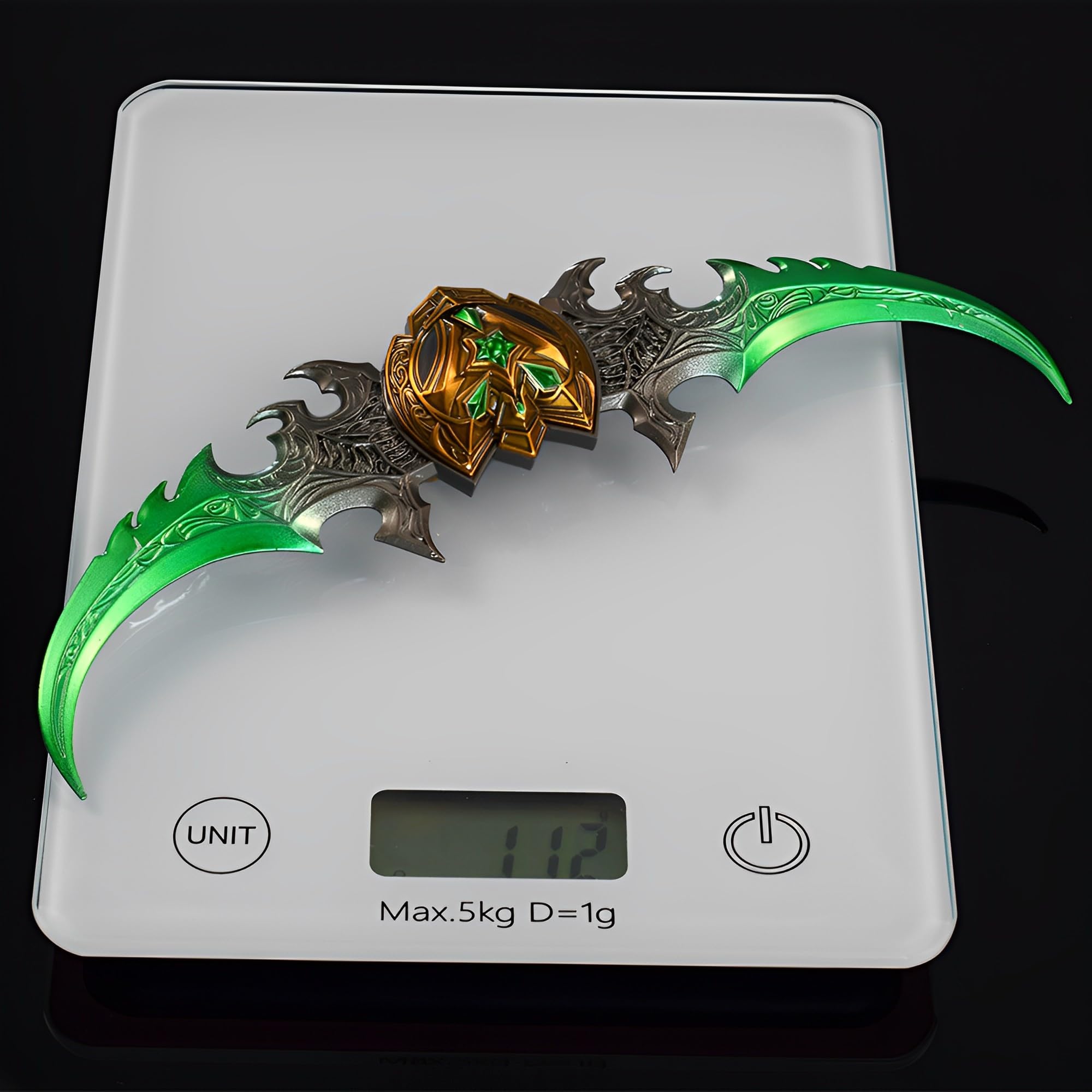 Wow Warglaive of Azzinoth Modelo, Longitud 22Cm, Juego De 2 Piezas, Embalaje De Cartón, con Soporte De Exhibición, Juego Coleccionable Totalmente De Metal