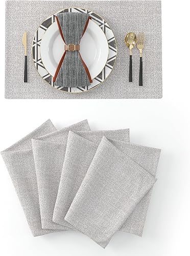 Miniatura 69 de Juego de 4 manteles individuales de lino suave hechos a mano resistentes al calor, manteles individuales para mesa de comedor, manteles individuales
