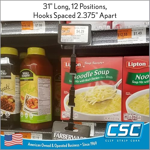 Miniatura 5 de Negro, MS-29BK, individual  Tira de clip de 12 ganchos para estación de gancho Tira de comercialización de metal resistente  31 pulgadas de largo