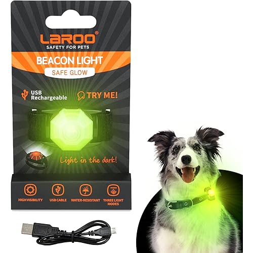 LaRoo Dog Lights for Night Walking - Led Dog Collar Lights for Nighttime Clip On Light up Dog Collar Dog Walking Light for Dog Collar Dog Light Collar Dog Light up Collar Dog Walking Flashlight