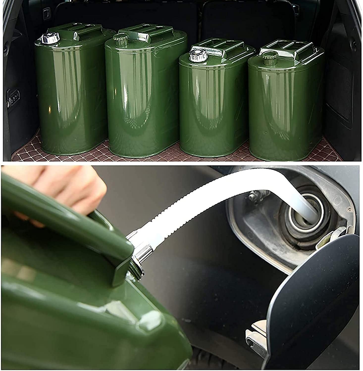 Tanica per Benzina Tanica in Metallo Portatile da 10 Litri con Tubo di Testa in Alluminio ， Contenitore per Olio Diesel A Benzina per Carburante ， Serbatoio Carburante di Riserva per Autoveicoli