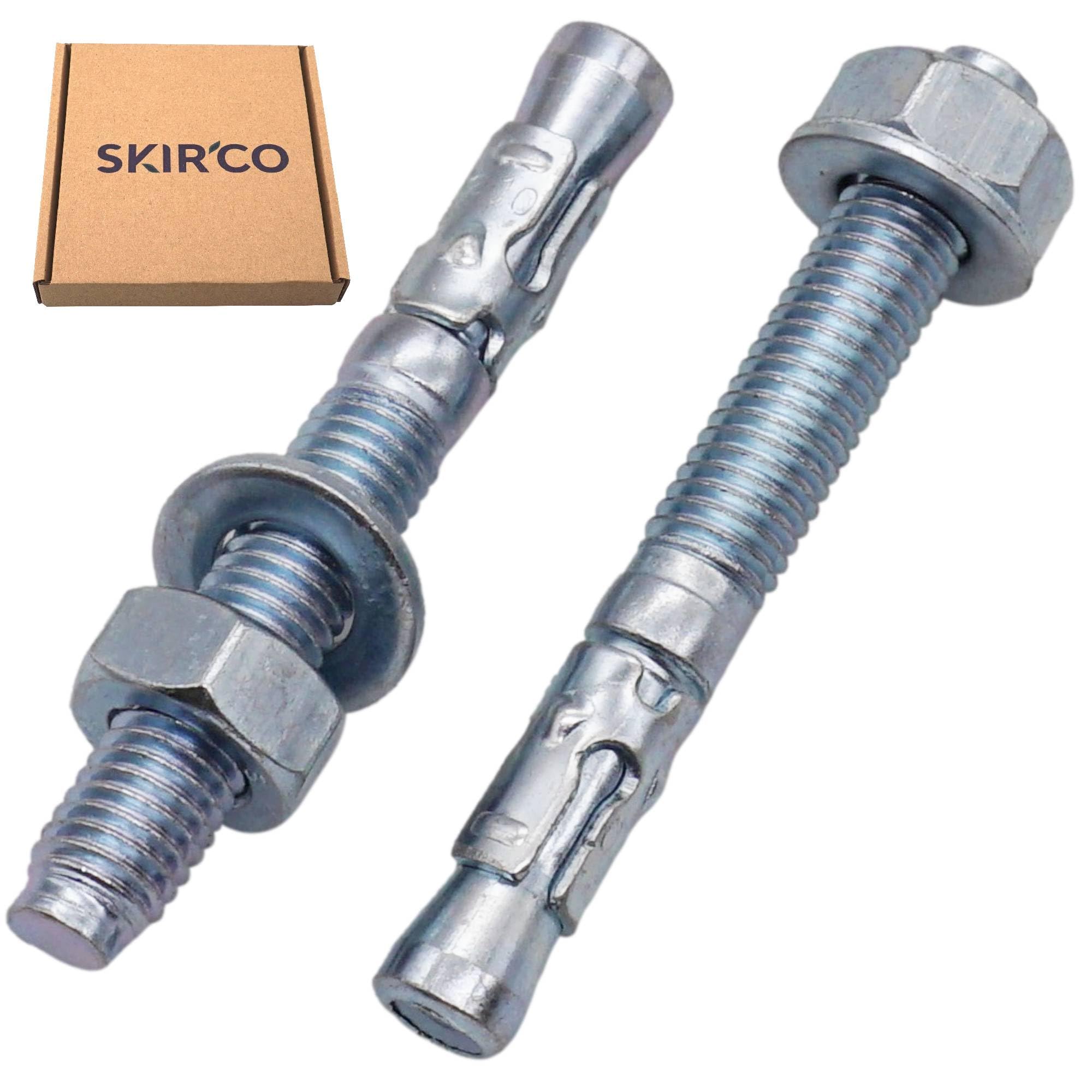 SKIR'CO (4 pcs) Zinc Plated Wedge Anchors M10 x 80 mm, Metal Dowels, Anchor Bolt, Masonry Anchors, Concrete Anchor - Image 2
